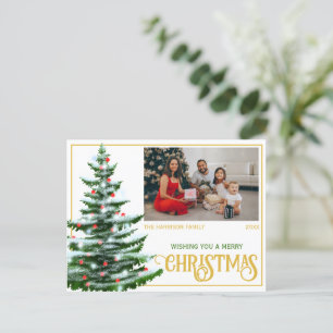 Carte Postale Vacances Arbre de Noël Photo famille