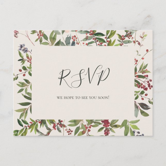 Carte Postale Vacances Chic Botanique | Mariage Champagne RSVP (Devant)