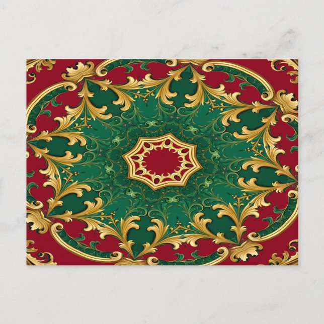 Carte Postale Vacances de Noël Rouge Vert (Devant)