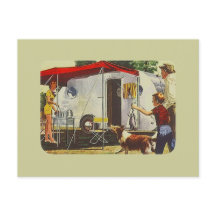 Vacances en camping vintages de remorque de voyage