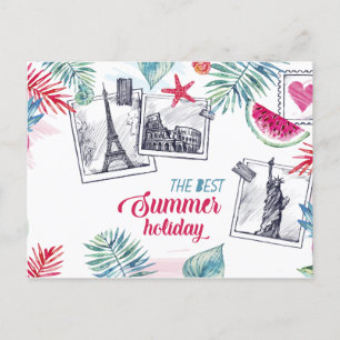 Carte postale vacances été Watercolor