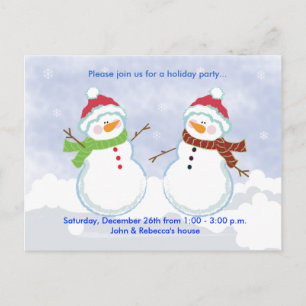 Carte Postale VACANCES Fête Snowman Postcard Invitation
