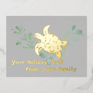 Carte postale vacances Foil Tortue de mer