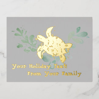 Carte postale vacances Foil Tortue de mer