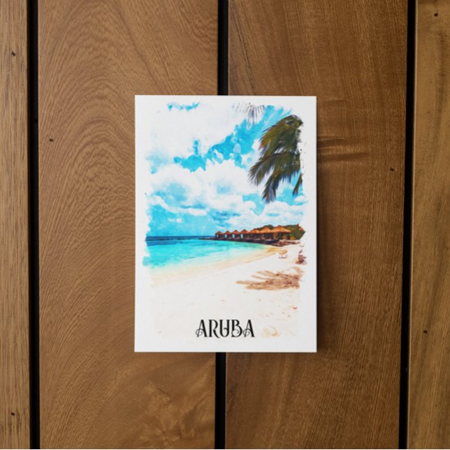 Carte Postale Vacances minimales à Aruba dans les Caraïbes (Aruba tropical watercolor postcard)