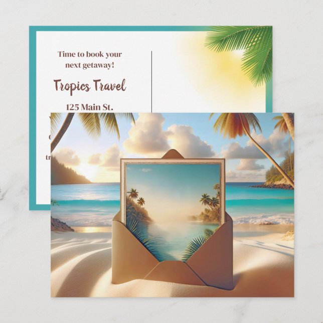 Carte Postale Vacances sur une île tropicale (Devant / Derrière)