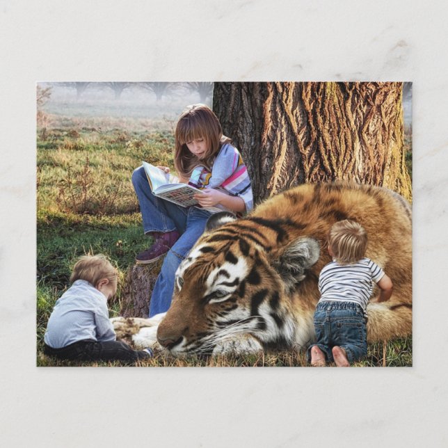 Carte postale vacances tigre ami enfant (Devant)
