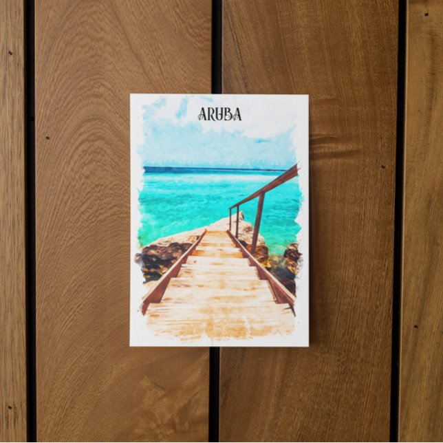 Carte Postale Vacances tropicales minimales à Aruba dans les Car (Minimalist Aruba Caribbean Tropical Vacation Postcard)