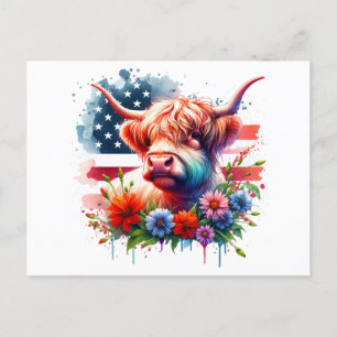 Carte Postale Vache 4 juillet patriotique