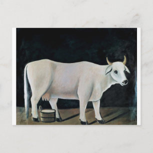 Carte Postale Vache blanche sur un arrière - plan noir par Niko 