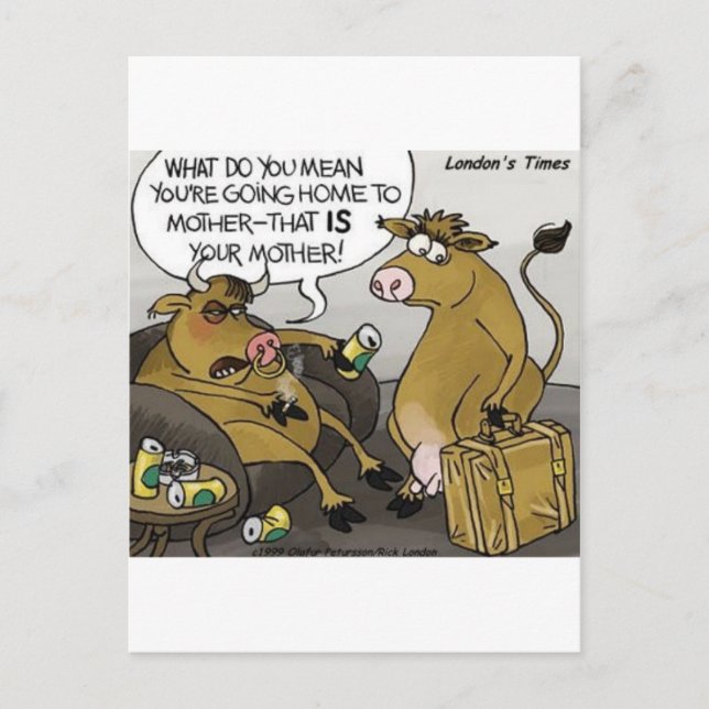 Carte Postale Vache Bull Divorce Drôle Drôle Dons Cartoon Cadeau (Devant)