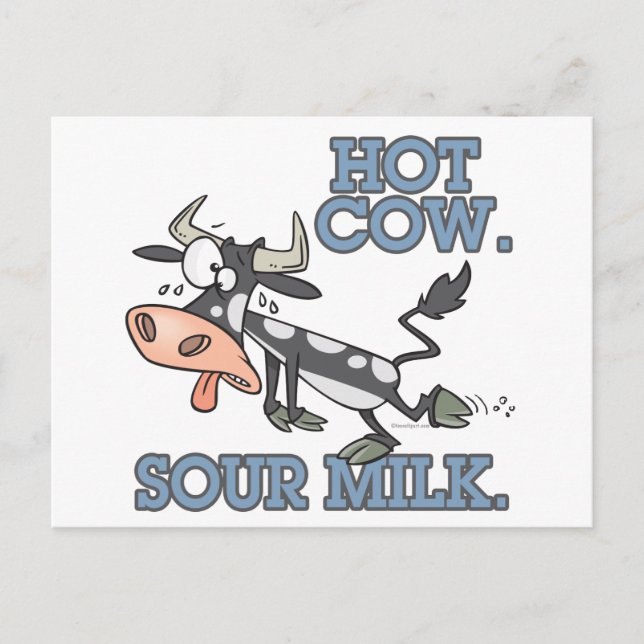 Carte Postale vache chaude lait aigre dessin animé drôle moo vac (Devant)