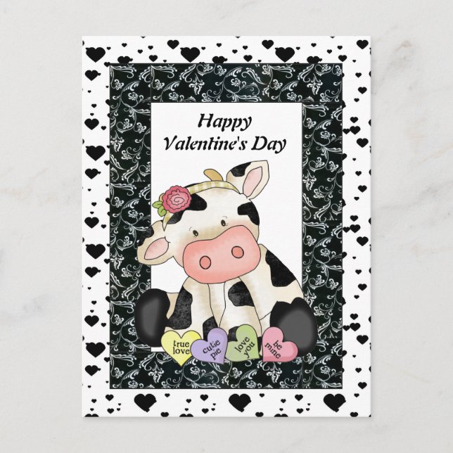 Carte postale Vache de la Saint-Valentin (Devant)