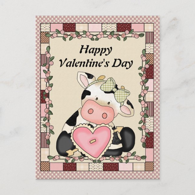 Carte postale Vache de la Saint-Valentin (Devant)