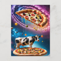 Vache de pizza drôle dans l'espace