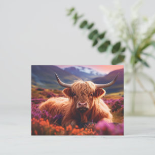 Carte Postale Vache écossaise des Highlands