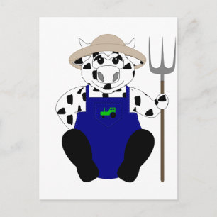 Carte Postale Vache fermière noire et blanche