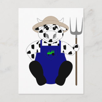 Carte Postale Vache fermière noire et blanche