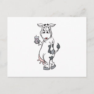 Carte Postale vache idiote buvant du lait
