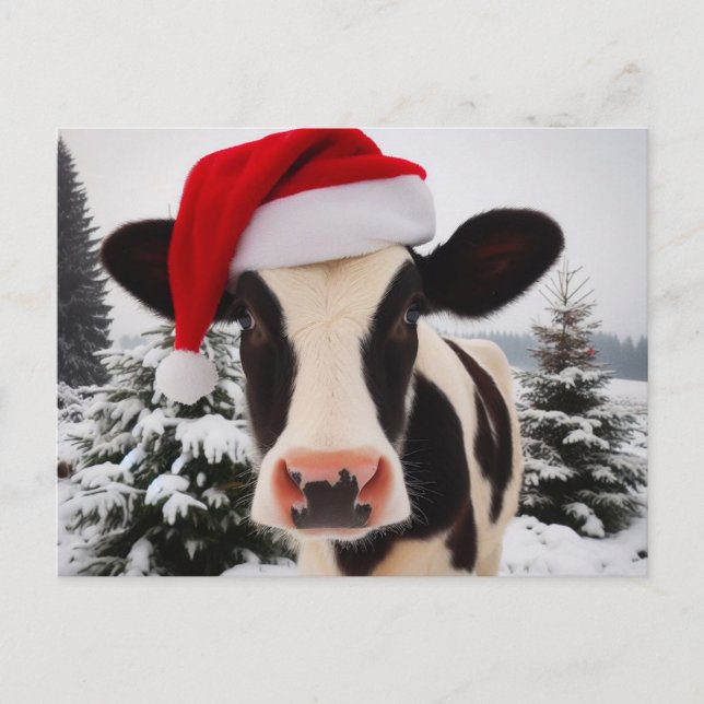 Carte Postale Vache laitière adorable dans un chapeau de Père No (Devant)
