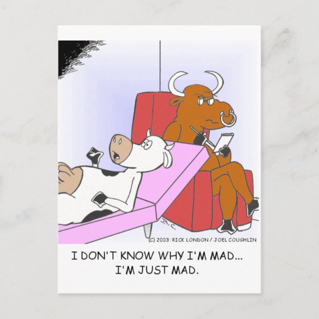 Carte Postale Vache Mad En Thérapie Drôle Cadeaux Et Objets de c (Devant)