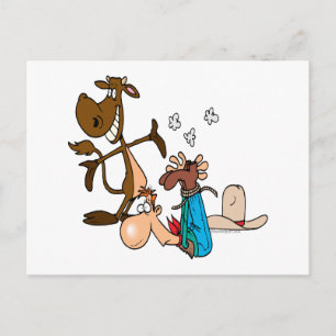 Carte Postale vache roping rodéo cow-boy littéralement