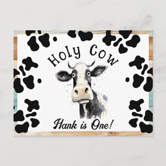 Carte Postale Vache Sainte 1er Anniversaire Enregistrez La Date (Devant)