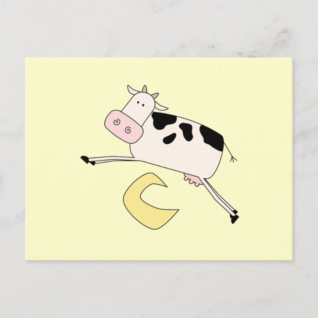 Carte Postale Vache saute sur la lune T-shirts et cadeaux (Devant)