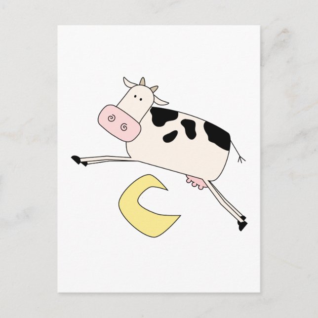 Carte Postale Vache saute sur la lune T-shirts et cadeaux (Devant)