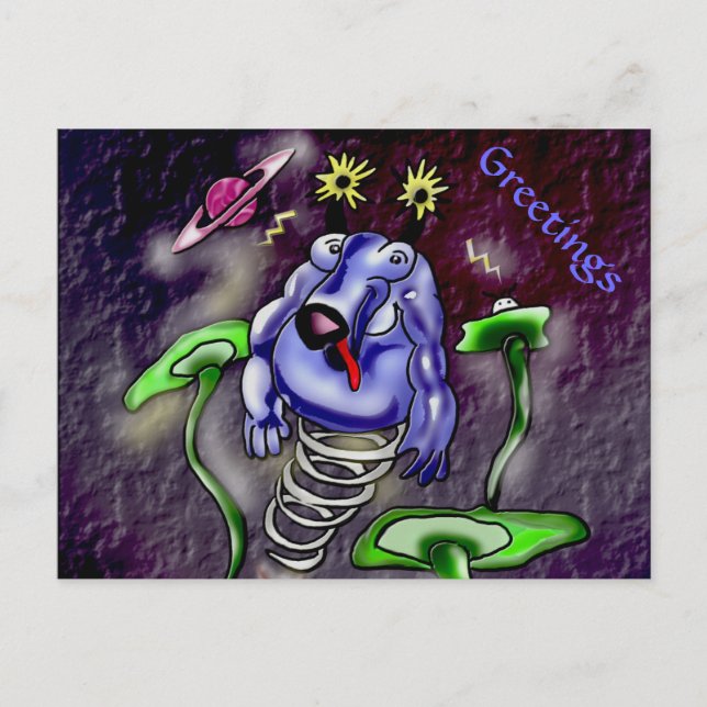 Carte Postale Vache spatiale volant dans l'espace (Devant)