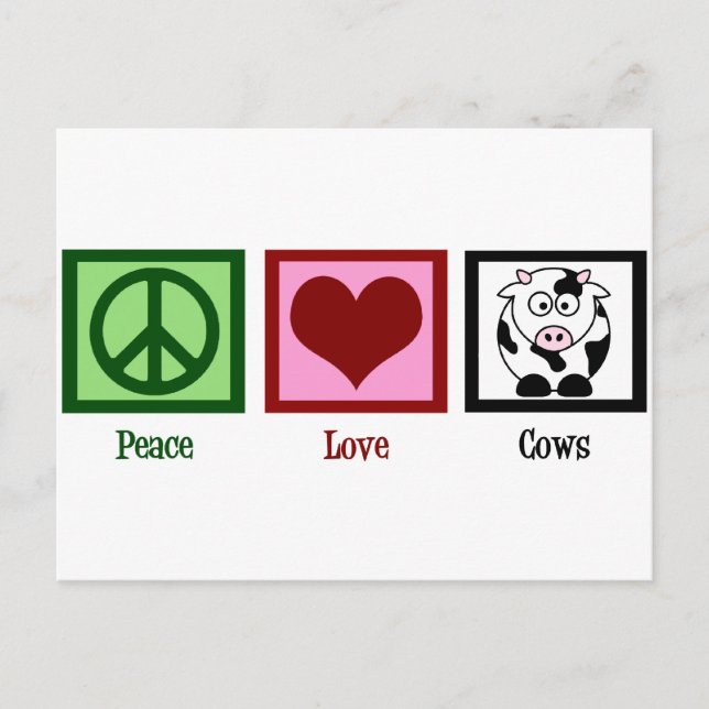 Carte Postale Vaches d'amour pour la paix (Devant)