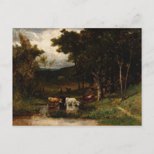 Carte Postale Vaches dans le ruisseau près des arbres - Edward B