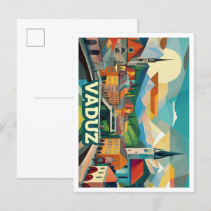 Carte Postale Vaduz Liechtenstein Voyager artistique coloré