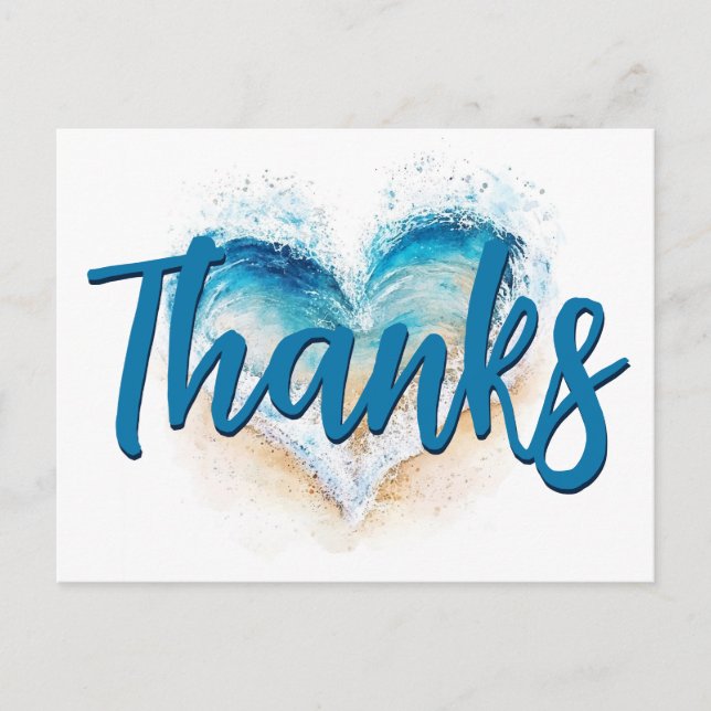 Carte Postale Vague de coeur Merci plage (Devant)