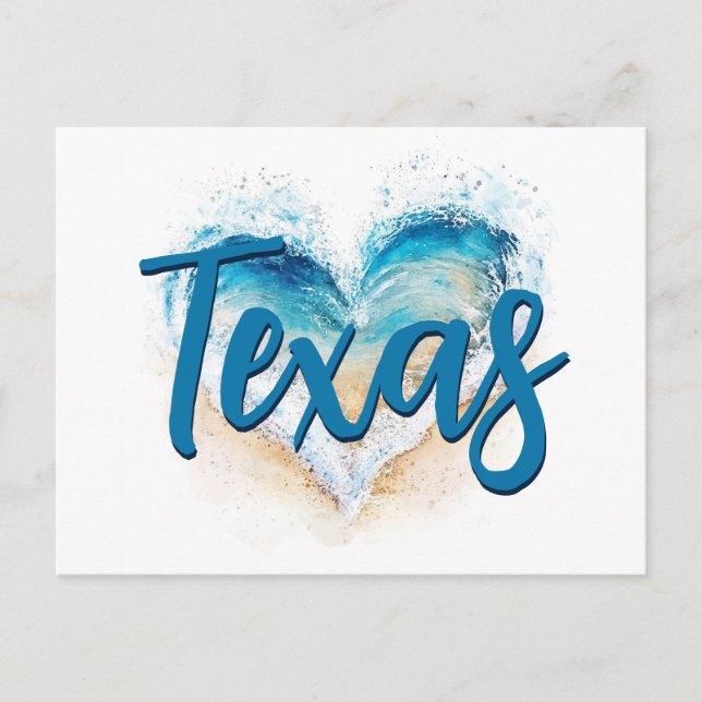 Carte Postale Vague de cœur Texas Beach (Devant)