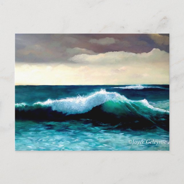 Carte Postale Vague de crashage, Peinture sur le paysage marin,  (Devant)