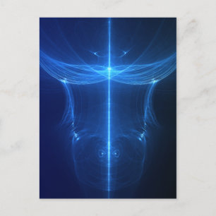 Carte Postale Vague de lumière bleue Abstraite