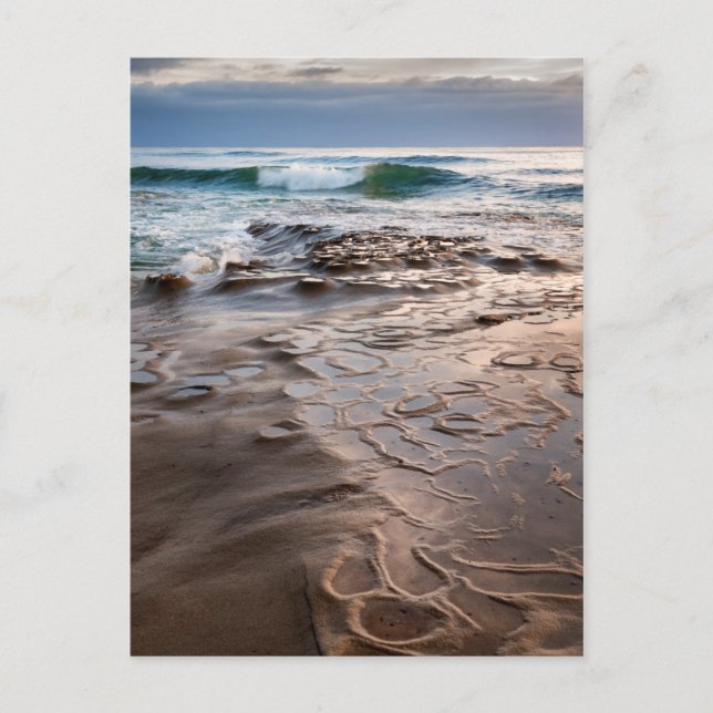 Carte Postale Vague de rupture sur la plage, Californie (Devant)