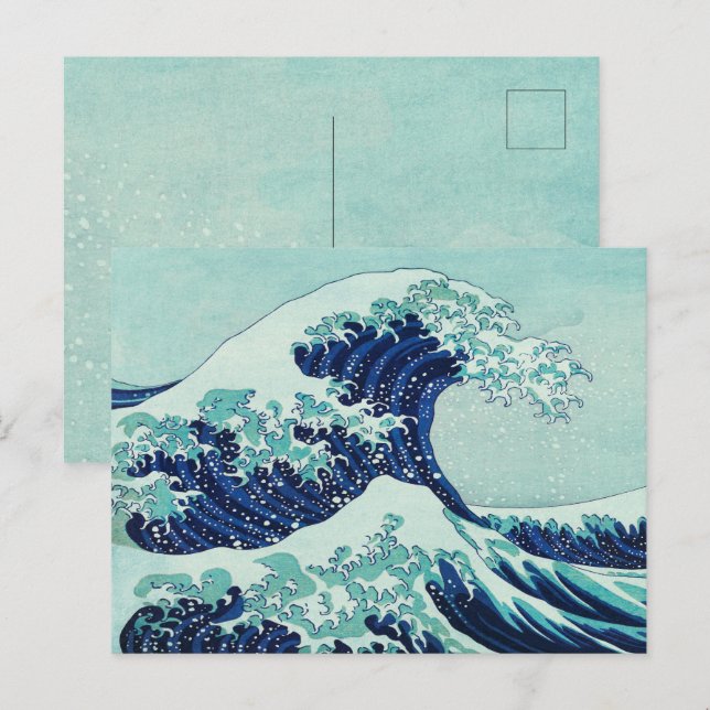 Carte Postale Vagues bleues Hokusai (Devant / Derrière)