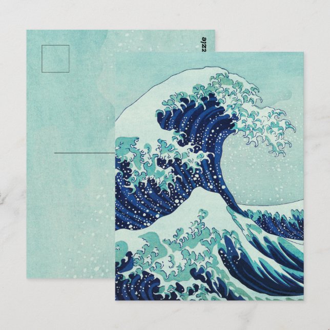 Carte Postale Vagues bleues Hokusai (Devant / Derrière)