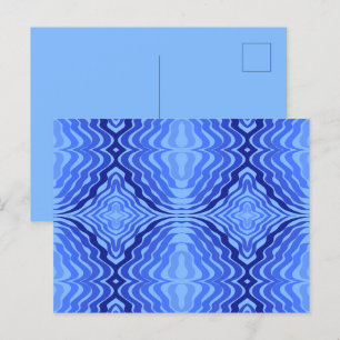 Carte Postale Vagues bleues réfléchissantes Art de design abstra