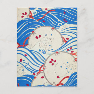 Carte Postale Vagues bleues vintages