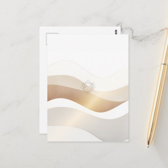 Carte Postale Vagues calmes du désert avec Fennec Essence | Se m (Devant/Arrière en situation)