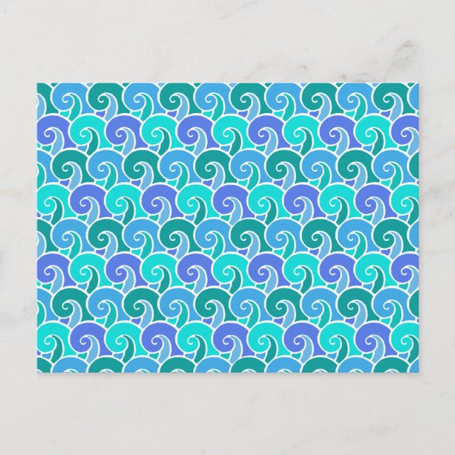 Carte Postale Vagues de l'océan aquatique dans Blue Nautical Bea (Devant)