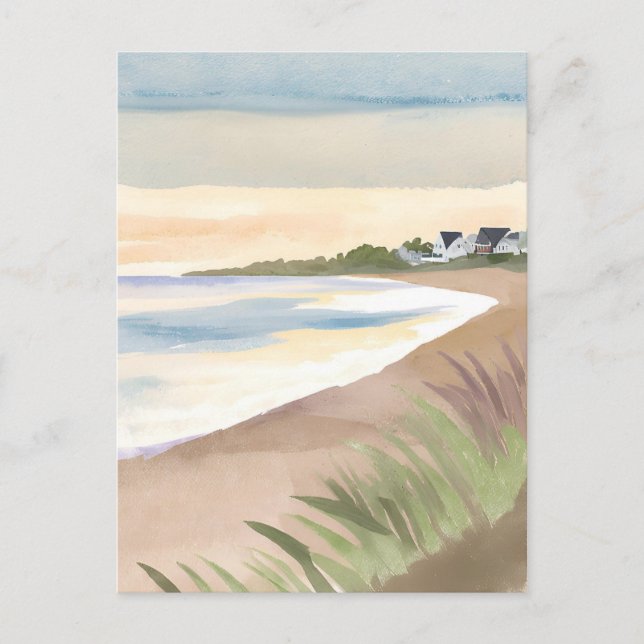 Carte Postale Vagues de plage | Aquarelle côtière de l'océan (Devant)