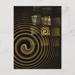 Carte Postale Vagues dorées hypnotiques Art abstrait moderne