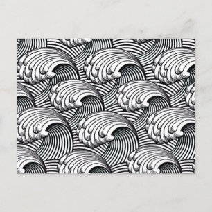 Carte Postale Vagues japonaises vintages, noir et blanc