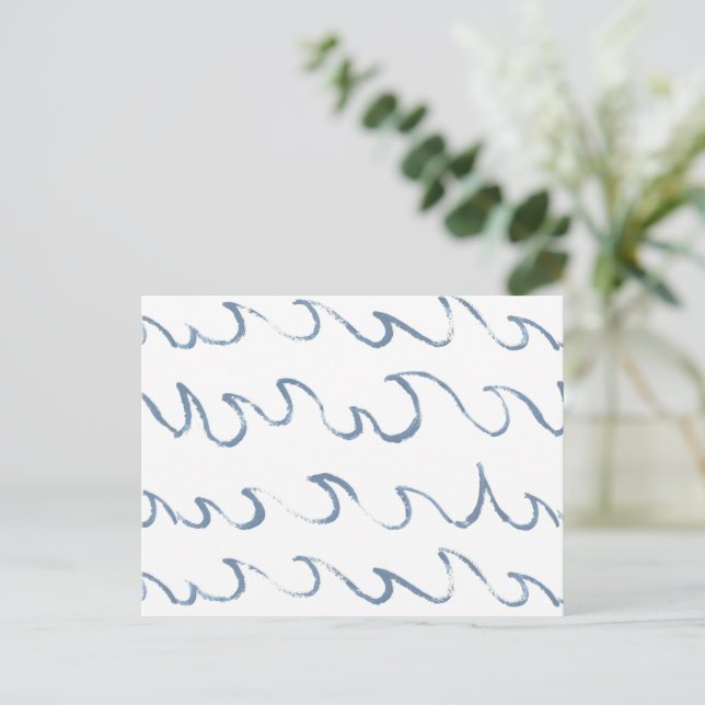 Carte Postale Vagues minimes Abstrait main tiré Motif de mer (Debout devant)