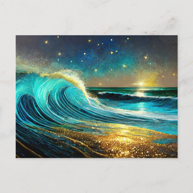 Carte Postale Vagues océaniques clignantes (Devant)