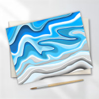 Vagues océaniques | Peinture abstraite bleue